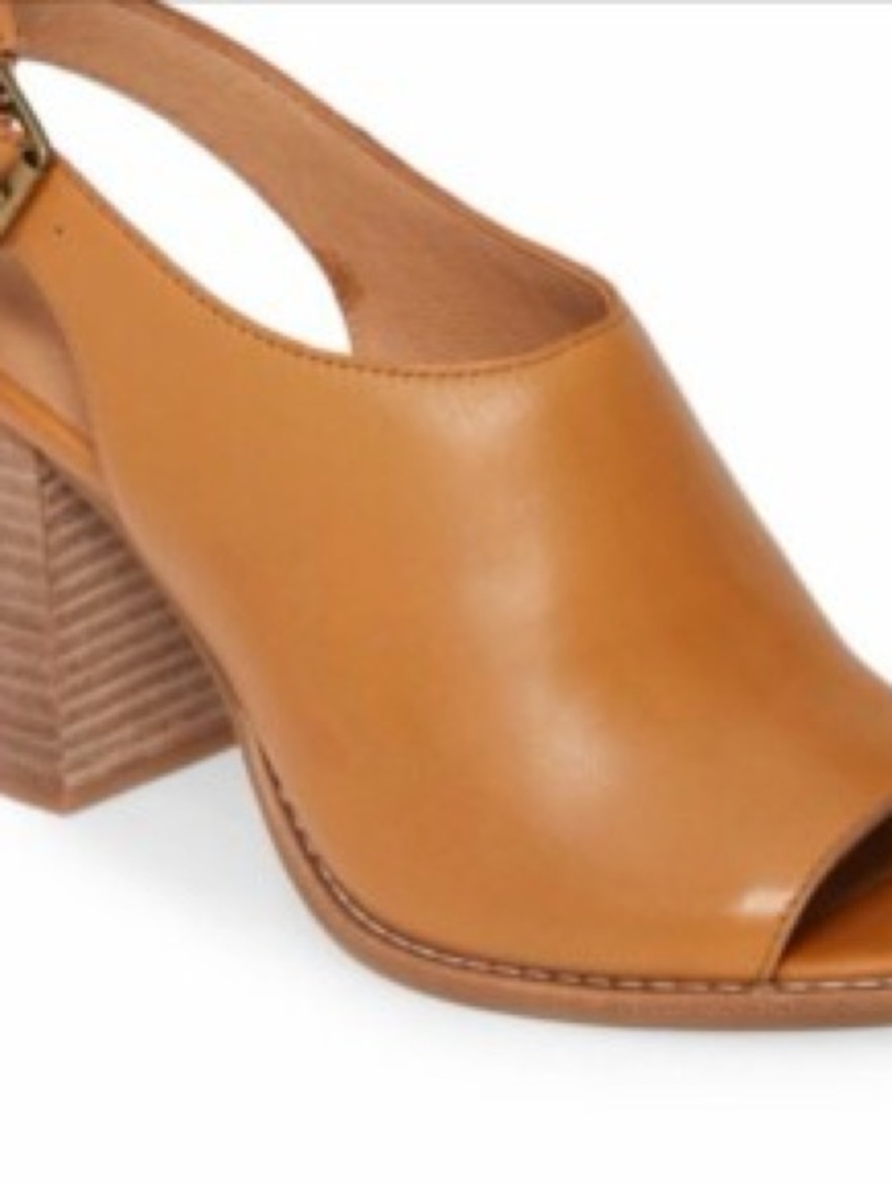 Madewell “The Cary Sandal” Amber Brown Peep-Toe Block Heel Slingback Mules - 7.5